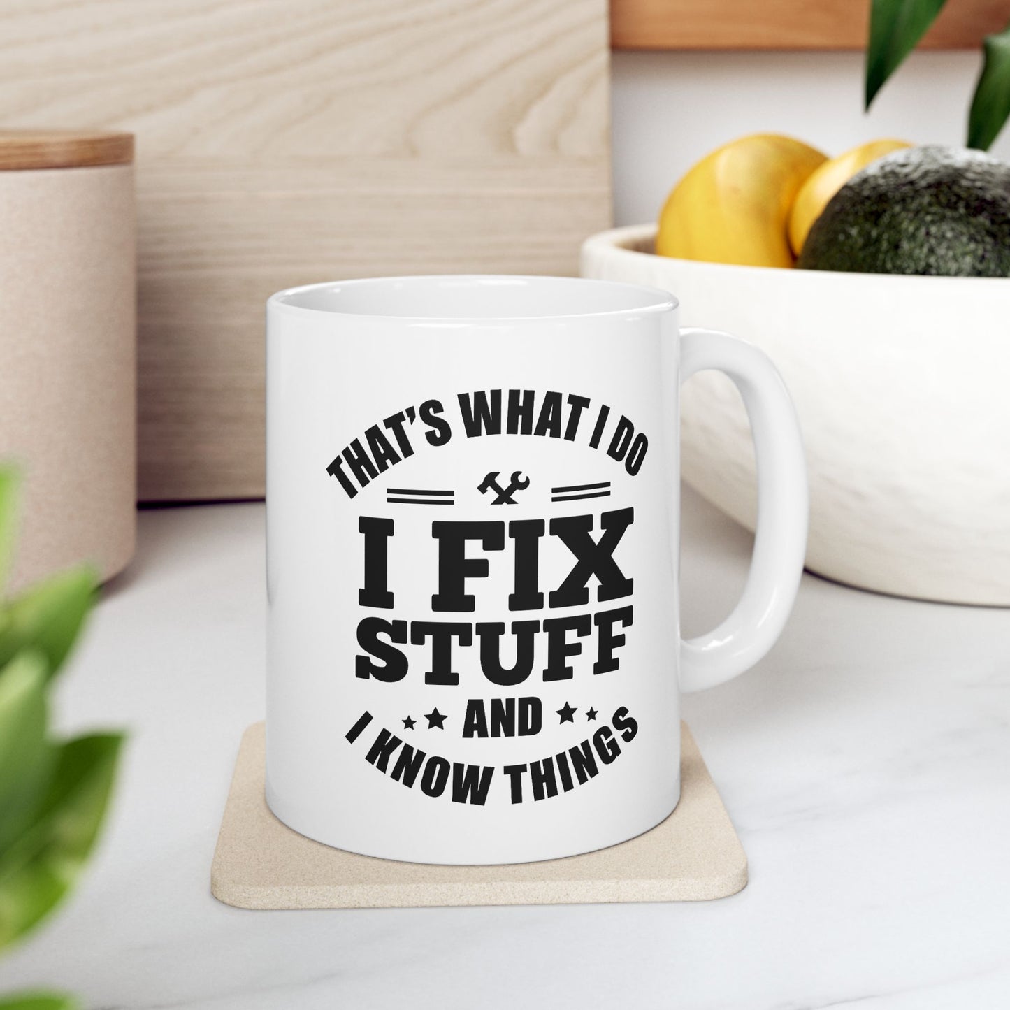 Dad can Fix it, Ceramic Coffee Mug, Inspirational Quote, Gift for Friends, Motivational Drinkware, Coffee Lover's Essential, Home Decor