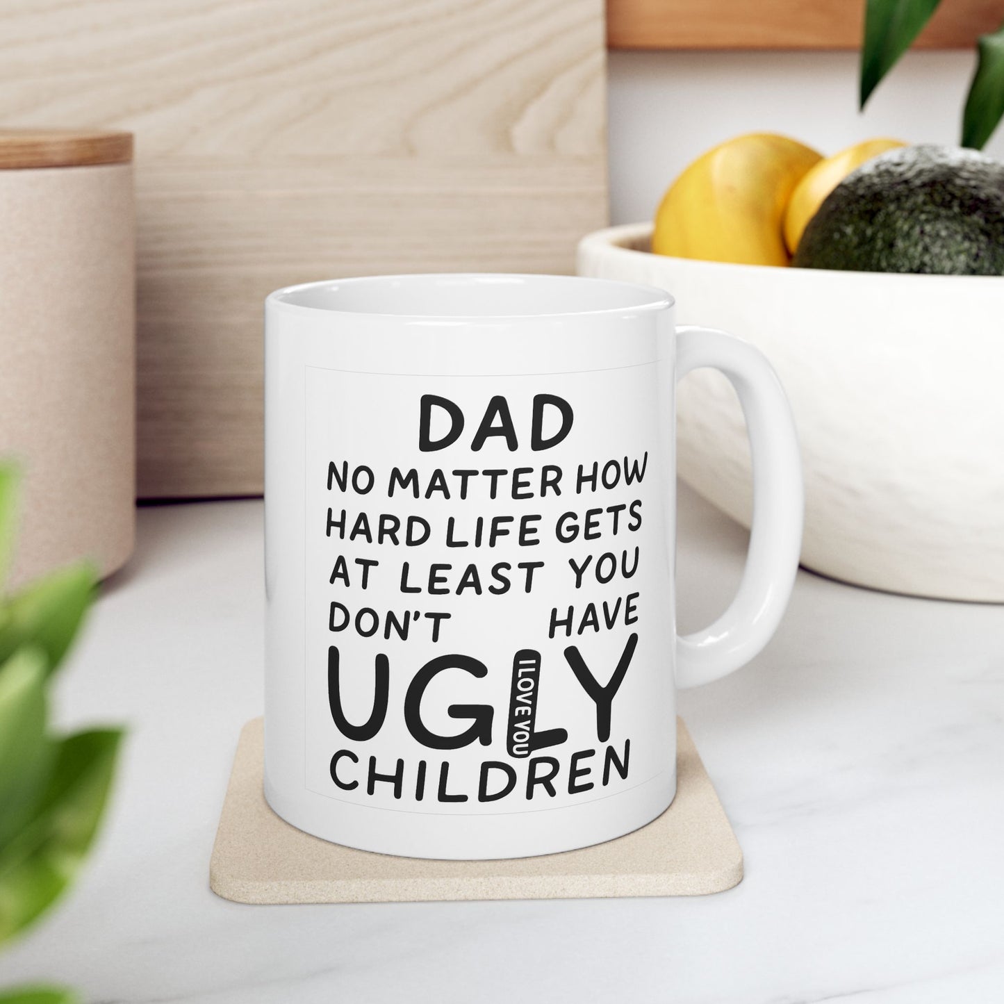 Good Genes Father's Day Mug, Funny Ceramic Mug for Parents, Parenting Gift, Humor Coffee Cup, Unique Quote Mug, Novelty Tea Mug