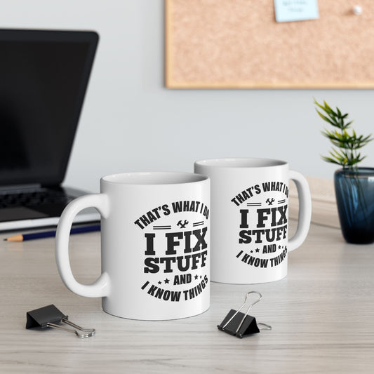 Dad can Fix it, Ceramic Coffee Mug, Inspirational Quote, Gift for Friends, Motivational Drinkware, Coffee Lover's Essential, Home Decor
